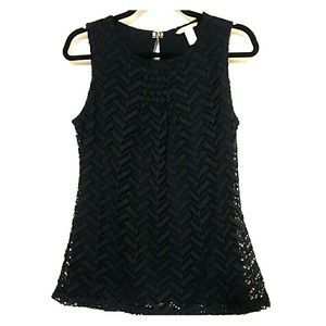 Banana Republic Navy Eyelet Sleeveless Top
